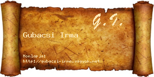 Gubacsi Irma névjegykártya